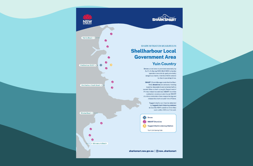Map of Shark Mitigation Measures in Shellharbour LGA