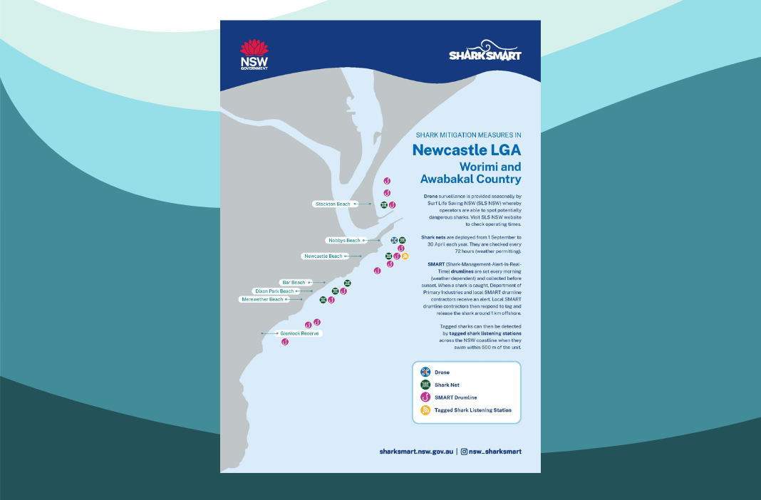 Map of Shark Mitigation Measures in Newcastle LGA