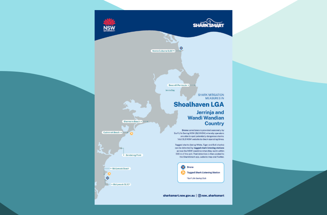 Map of Shark Mitigation Measures in Shoalhaven LGA
