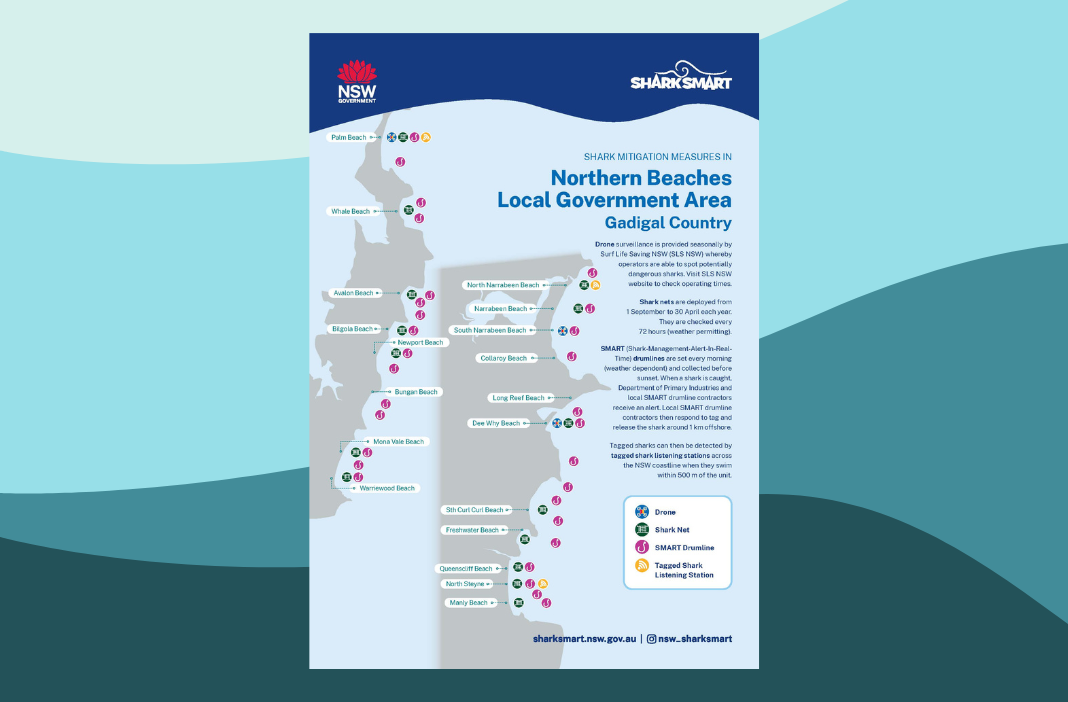 Map of Shark Mitigation Measures in Northern Beaches LGA